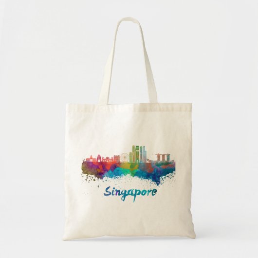 Singapore V2 skyline in waterverf Tote Bag (Voorkant)