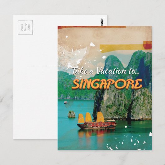 Singapore Vacation Poster. Briefkaart (Voorkant / Achterkant)