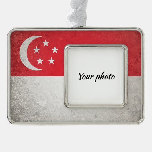 Singapore Verzilverd Omlijst Ornament (Voorkant)