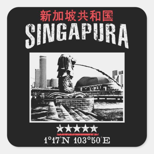 Singapore Vierkante Sticker (Voorkant)