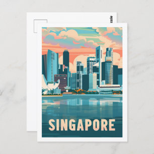 Singapore Vintage Beroemde Reisplaats Briefkaart