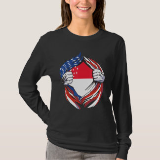 Singapore Vlag Amerikaan Trots Op Mijn Singaporees T-shirt