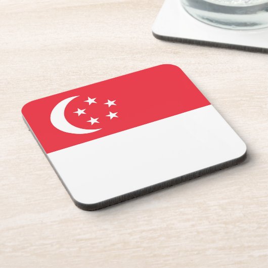 Singapore vlag bier onderzetter (Linkerzijde)