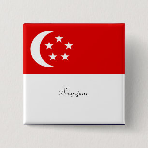 Singapore vlag Button/Lapel Pin Vierkante Button 5,1 Cm