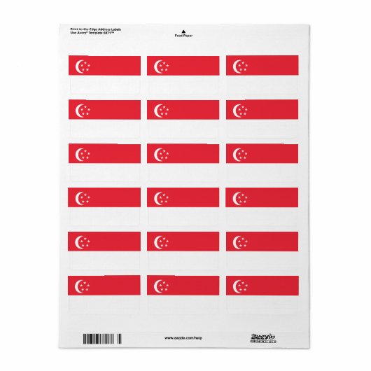 Singapore vlag etiket (Full Sheet)