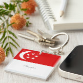 Singapore-vlag, gelabeld sleutelhanger (Voorkant Rechts)