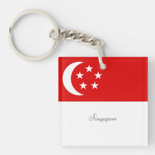 Singapore-vlag, gelabeld sleutelhanger