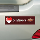 Singapore Vlag Hart + Landkaart Bumpersticker (Op auto)
