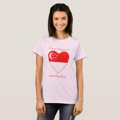 Singapore Vlag Hartendief T-Shirt (Voorkant volledig)