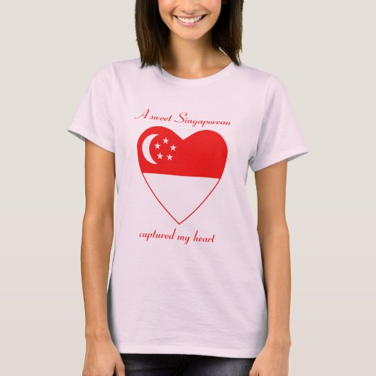 Singapore Vlag Hartendief T-Shirt (Voorkant)