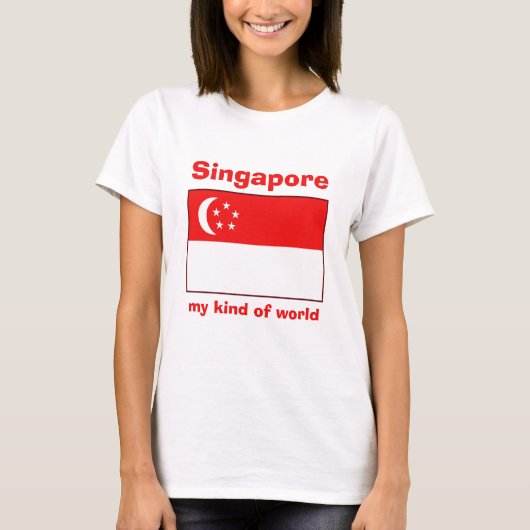 Singapore vlag + Map + Tekst T-shirt (Voorkant)