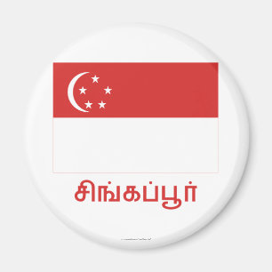 Singapore vlag met naam in Tamil Magneet
