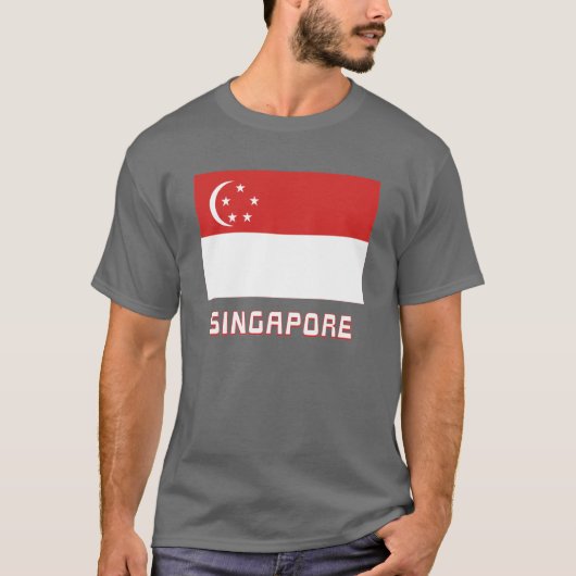 Singapore vlag met naam t-shirt (Voorkant)