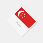 Singapore vlag, met opschrift servet (Hoek)