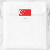 Singapore vlag, met opschrift vierkante sticker (Tas)