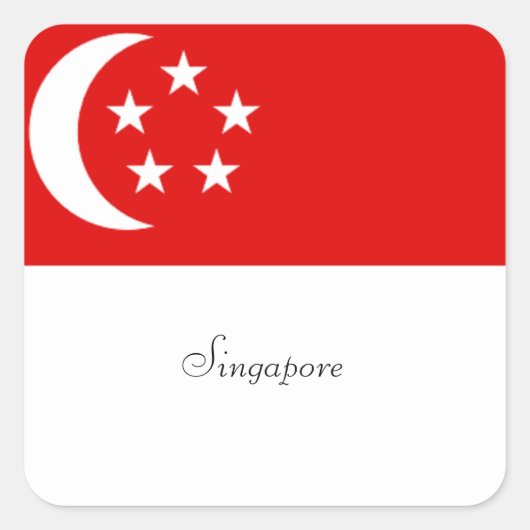 Singapore vlag, met opschrift vierkante sticker (Voorkant)