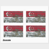 Singapore vlag op ruw houten planken effect rechthoekige sticker (Vel)