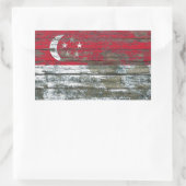 Singapore vlag op ruw houten planken effect rechthoekige sticker (Tas)