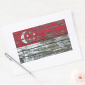 Singapore vlag op ruw houten planken effect rechthoekige sticker (Envelop)