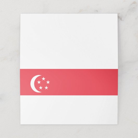 Singapore vlag plaatskaartje (Buitenkant ongevouwen)