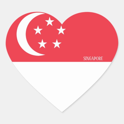 Singapore Vlag Prachtige Patriottische Hart Sticker (Voorkant)