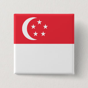Singapore-vlag Vierkante Button 5,1 Cm