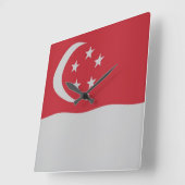 Singapore vlag vierkante klok (Hoek)