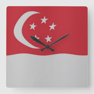 Singapore vlag vierkante klok