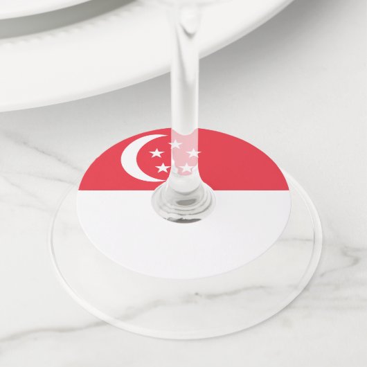 Singapore vlag wijnglaslabel (Dichtbij)