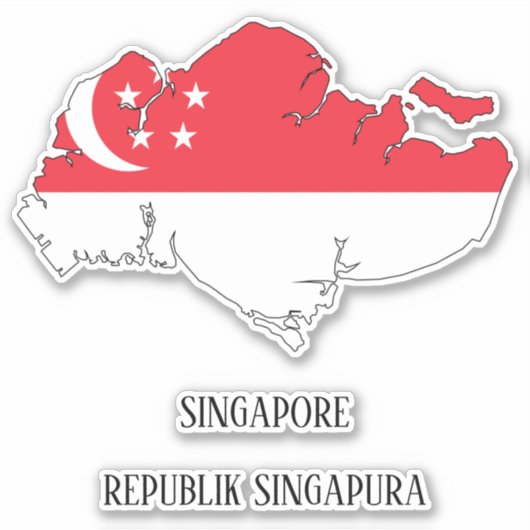 Singapore-vlaggenkaart Sticker (Voorkant)
