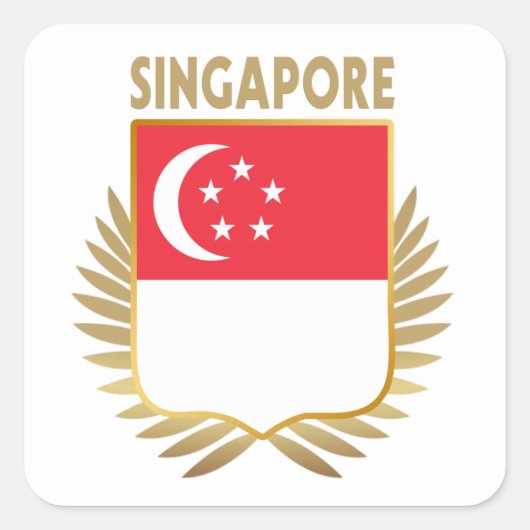 Singapore-vlaggenschip Vierkante Sticker (Voorkant)