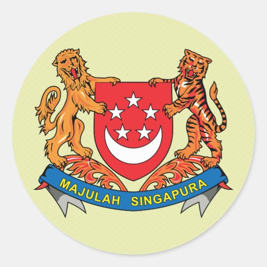 Singapore wapenschild detail ronde sticker (Voorkant)