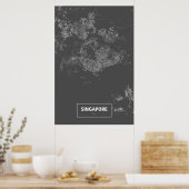 Singapore (wit op zwart) poster (Keuken)