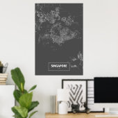 Singapore (wit op zwart) poster (Thuiskantoor)