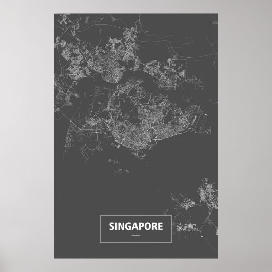 Singapore (wit op zwart) poster (Voorkant)