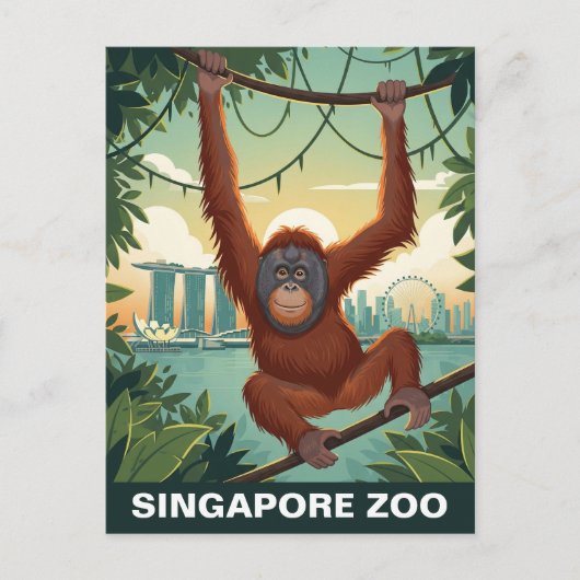 Singapore Zoo Reizen Briefkaart (Voorkant)