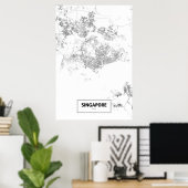 Singapore (zwart op wit) poster (Thuiskantoor)