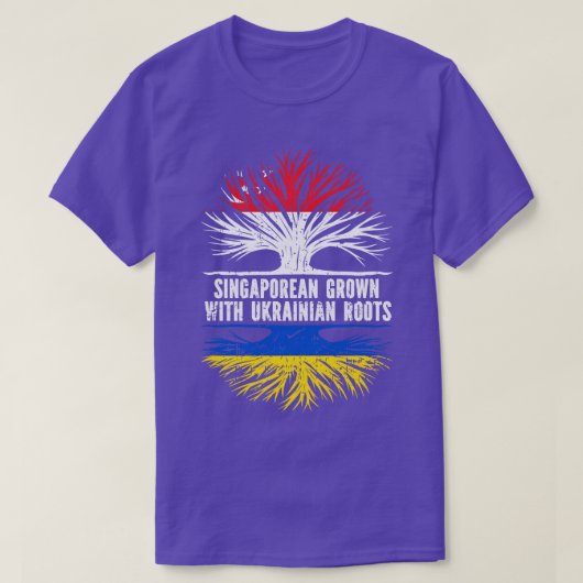Singaporees Gegroeid met Oekraïense Roots Vlag T-shirt (Design voorkant)