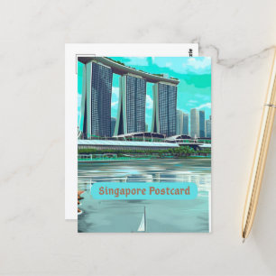Singaporereis ansichtkaart, Singapore Skyline ansi Briefkaart