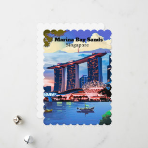 Singaporereis ansichtkaart, Singapore Skyline ansi Feestdagenkaart