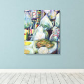 Singapore's zonnegedroogde aroma's canvas afdruk (Insitu (Houten vloer))