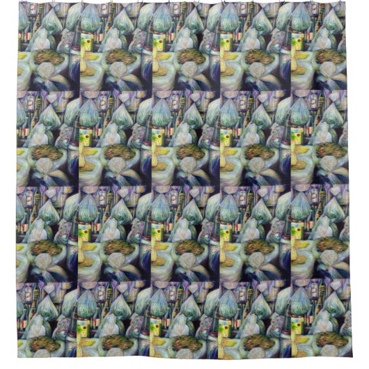 Singapore's zonnegedroogde aroma's douchegordijn (Voorkant)