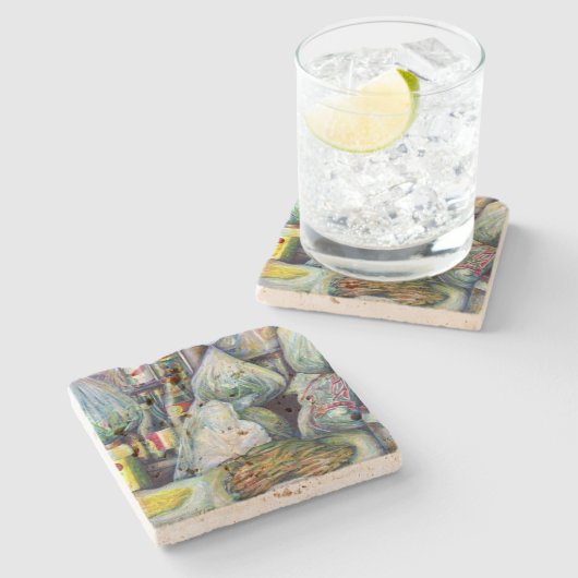 Singapore's zonnegedroogde aroma's stenen onderzetter (Zijkant)