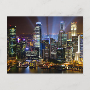 Singaporese binnenstad 's nachts briefkaart