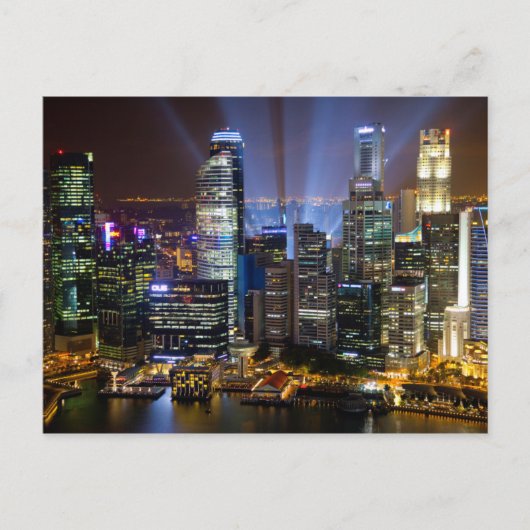 Singaporese binnenstad 's nachts briefkaart (Voorkant)