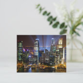 Singaporese binnenstad 's nachts briefkaart (Staand voorkant)