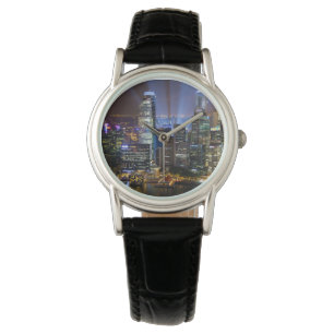 Singaporese binnenstad 's nachts horloge