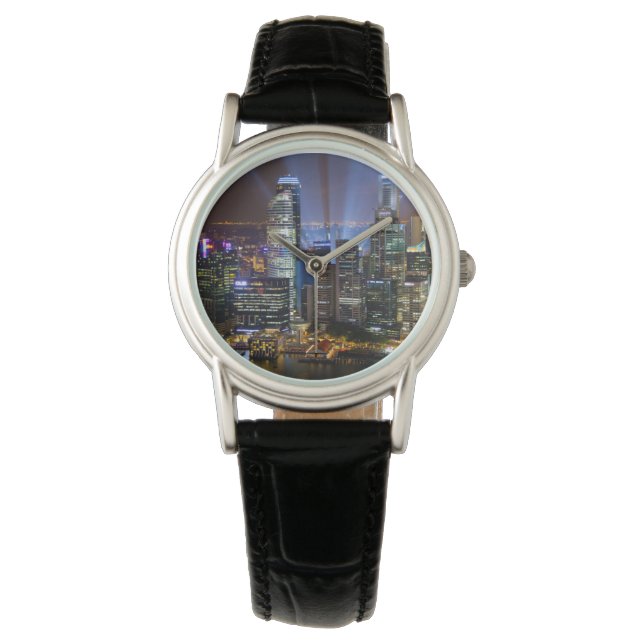 Singaporese binnenstad 's nachts horloge (Voorkant)
