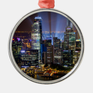 Singaporese binnenstad 's nachts metalen ornament