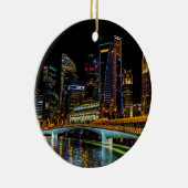 Singaporese skyline, nachtverlichting keramisch ornament (Rechts)